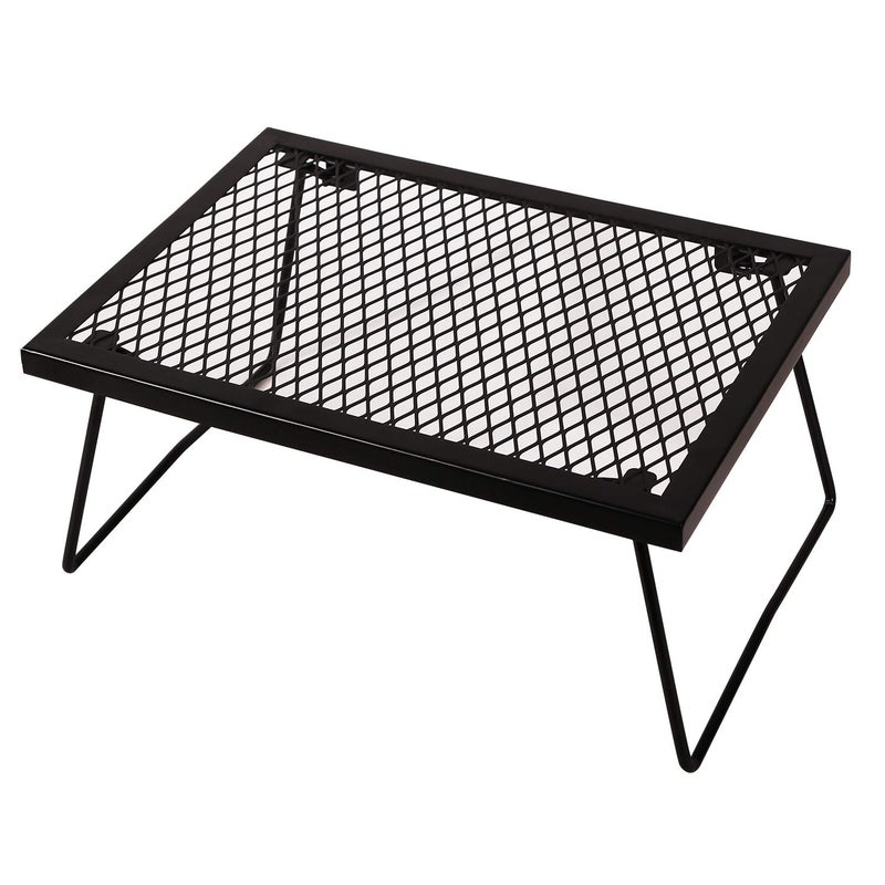 CAMPMAX 17" Folding Campfire Grill Grate, Portable Heavy Duty Steel Over Fire Camp Grill for Outdoor Camping Cooking Fire Pit, Black - Image 1